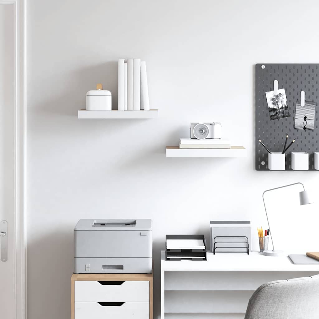 Prateleiras de parede 2 pcs 40x23,5x3,8 cm MDF carvalho e branco