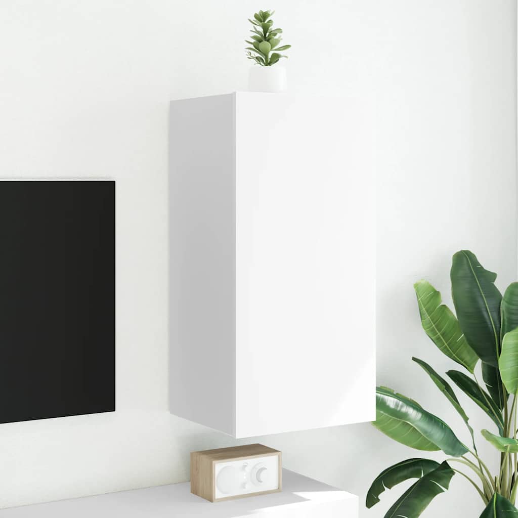Móvel de parede para TV com luzes LED 40,5x35x80 cm branco