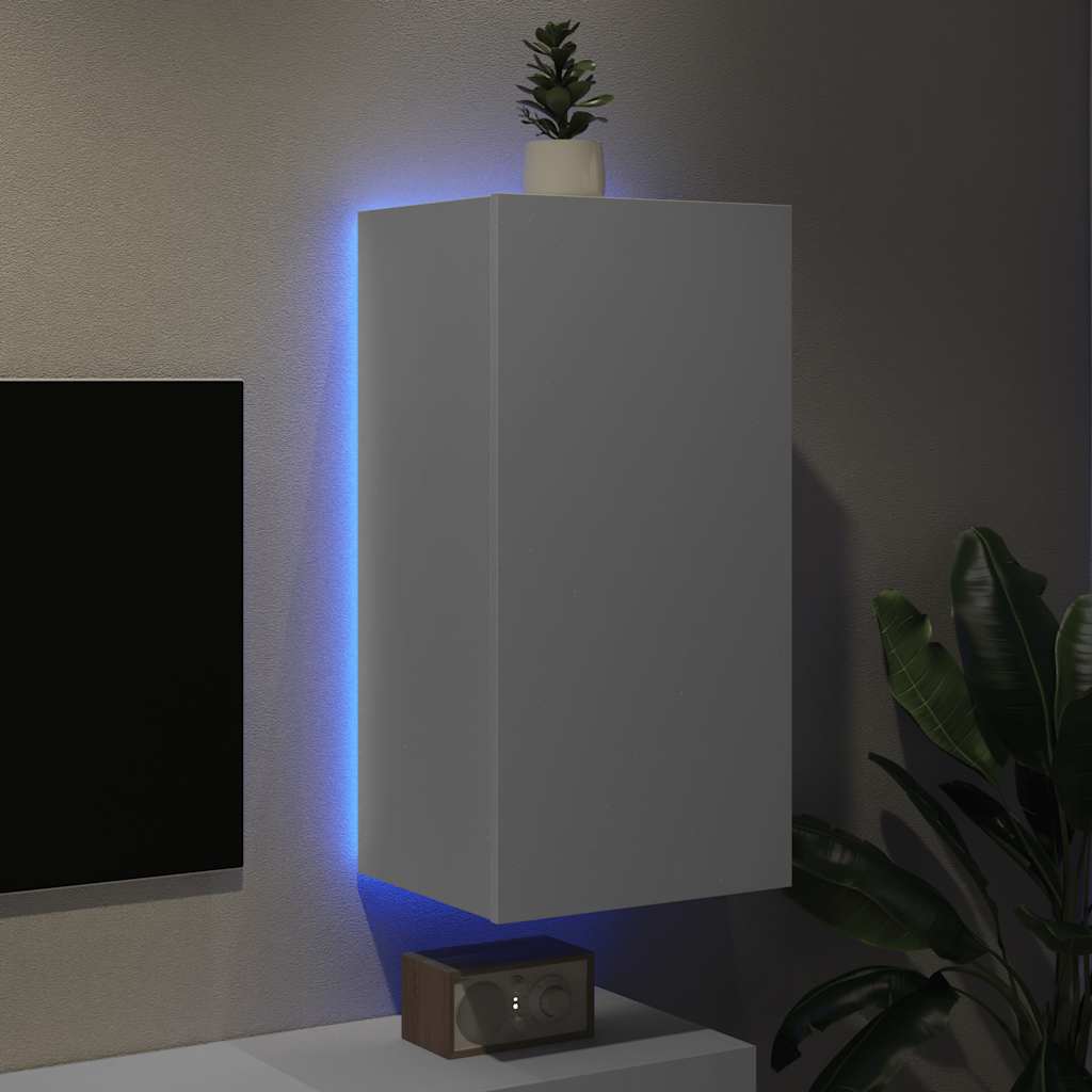 Móvel de parede para TV com luzes LED 40,5x35x80 cm branco