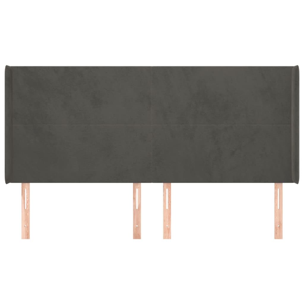 Cabeceira cama c/ abas veludo 203x16x118/128 cm cinzento-escuro