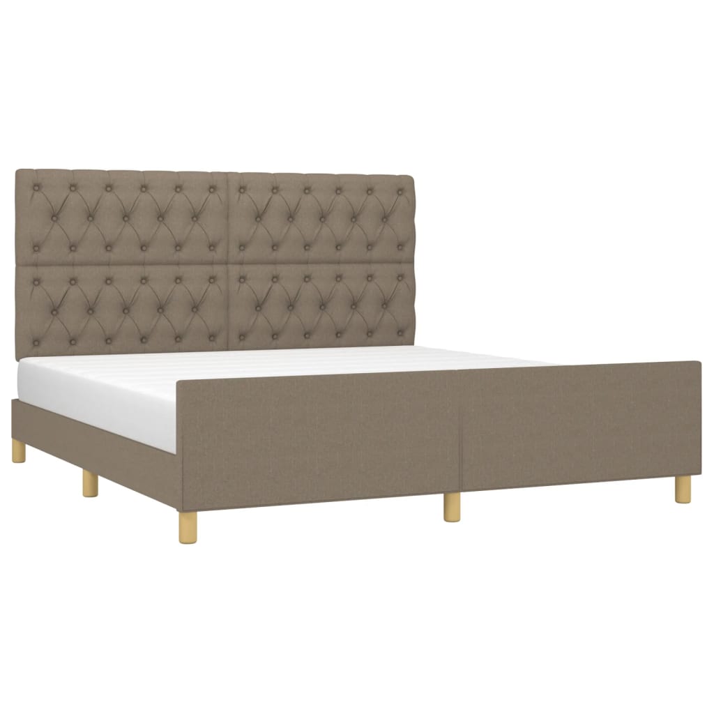 Cama sem colchão 160x200 cm tecido castanho-acinzentado