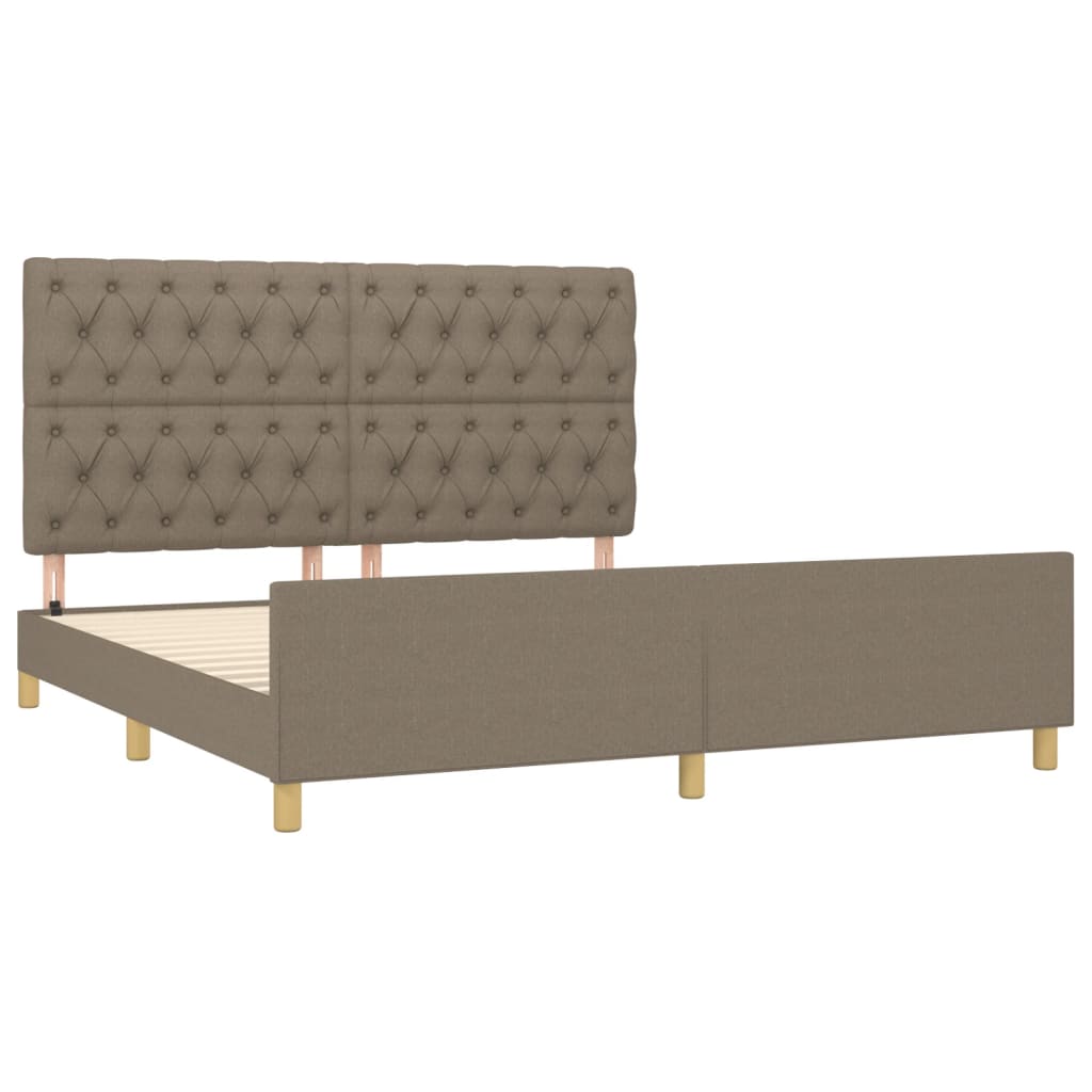 Cama sem colchão 160x200 cm tecido castanho-acinzentado