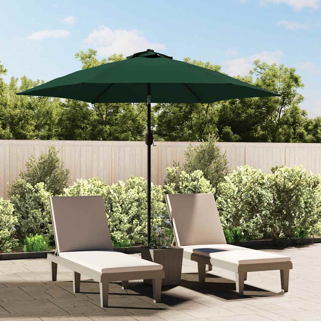 Guarda-sol de jardim cantilever com luzes LED 3 m verde