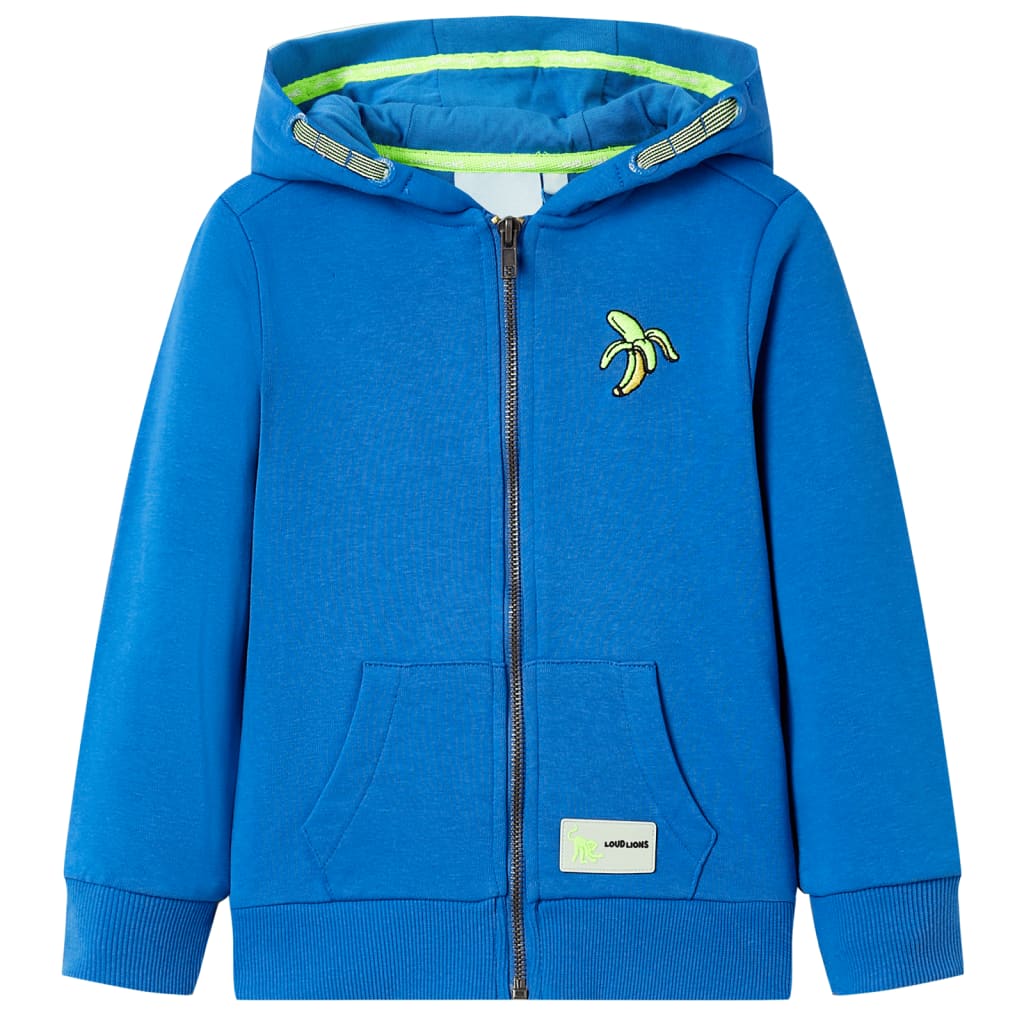 Sweatshirt para criança com capuz e fecho azul 92