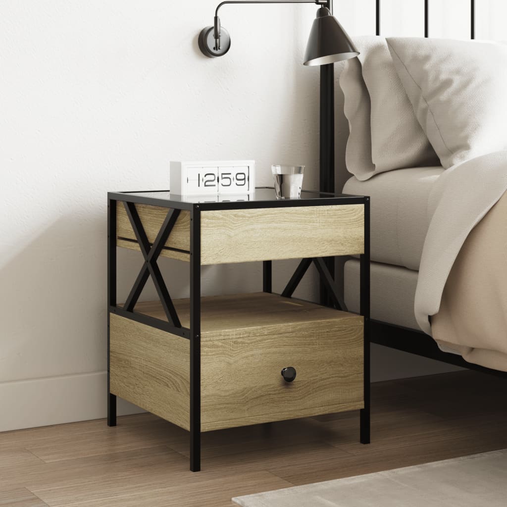 Mesa de cabeceira c/ LED infinity 40x40x51 cm carvalho sonoma