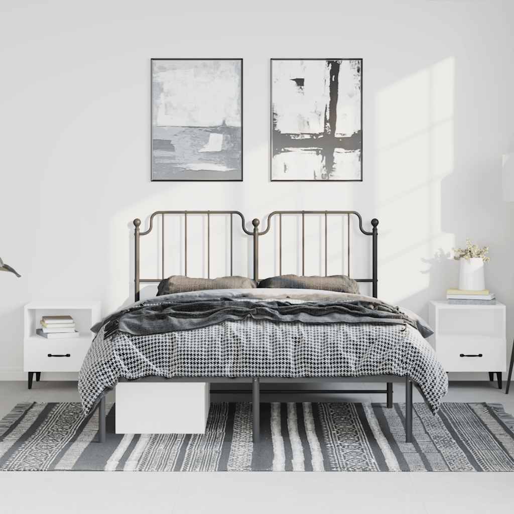 Estrutura de cama com cabeceira 135x190 cm metal preto