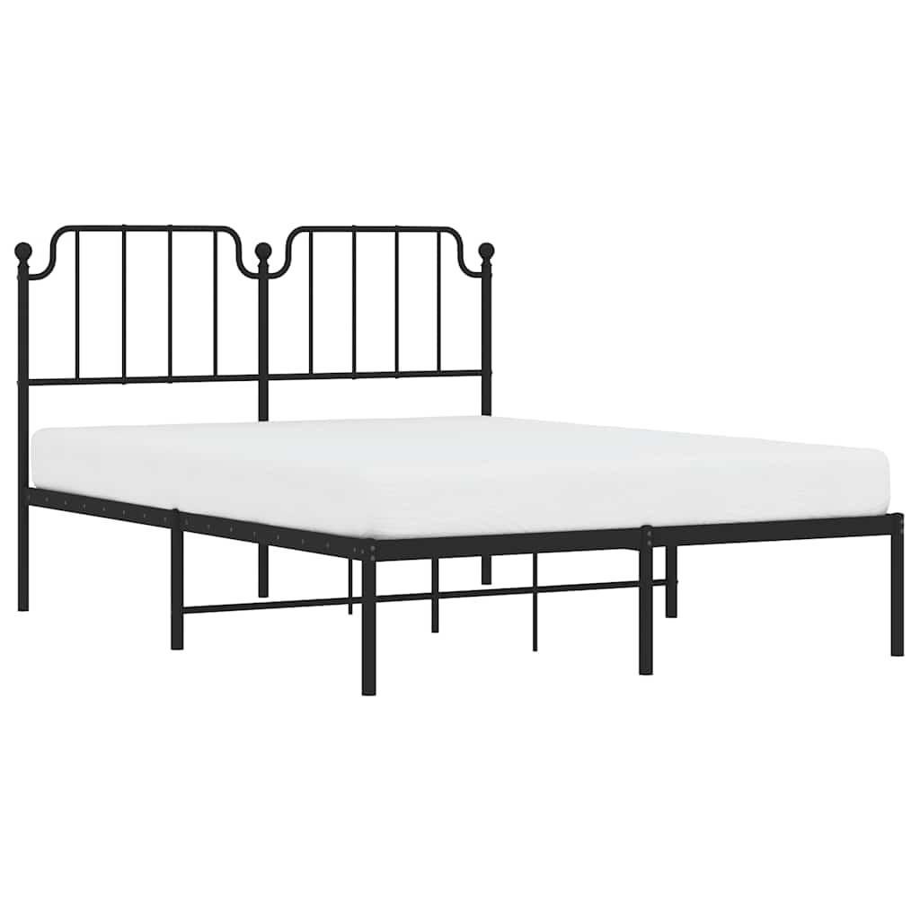 Estrutura de cama com cabeceira 135x190 cm metal preto