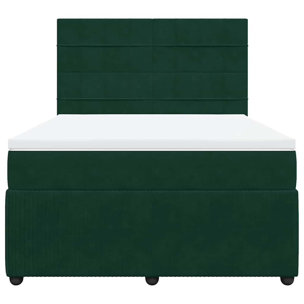 Cama com molas/colchão 160x200 cm veludo verde-escuro