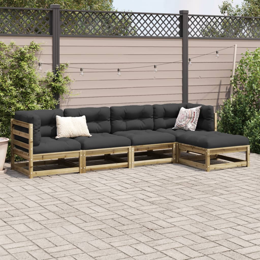 5 Pcs conjunto de sofás para jardim madeira de pinho impregnada