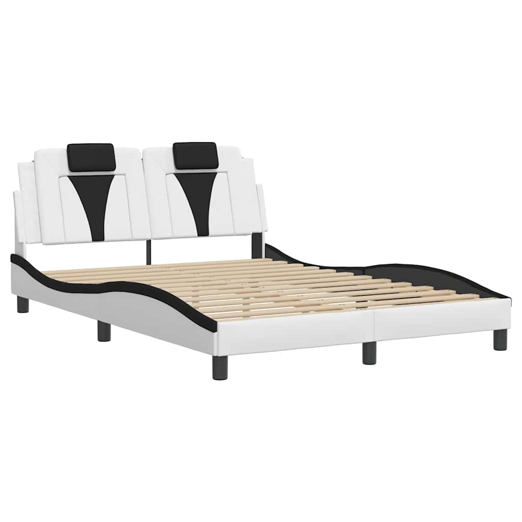 Estrutura de cama viana sem colchão couro artif. 140x190cm branco/preto