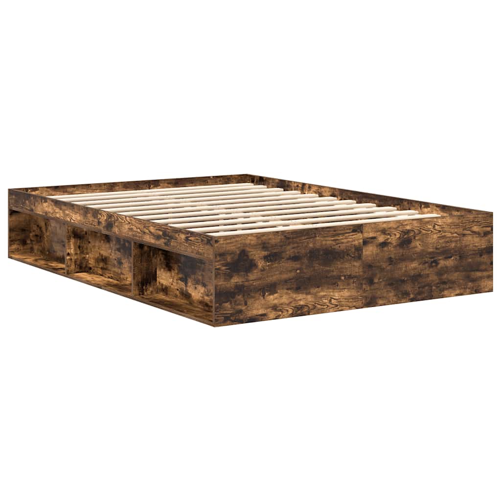 Estrutura de cama de casal pequena 120x190 cm carvalho fumado