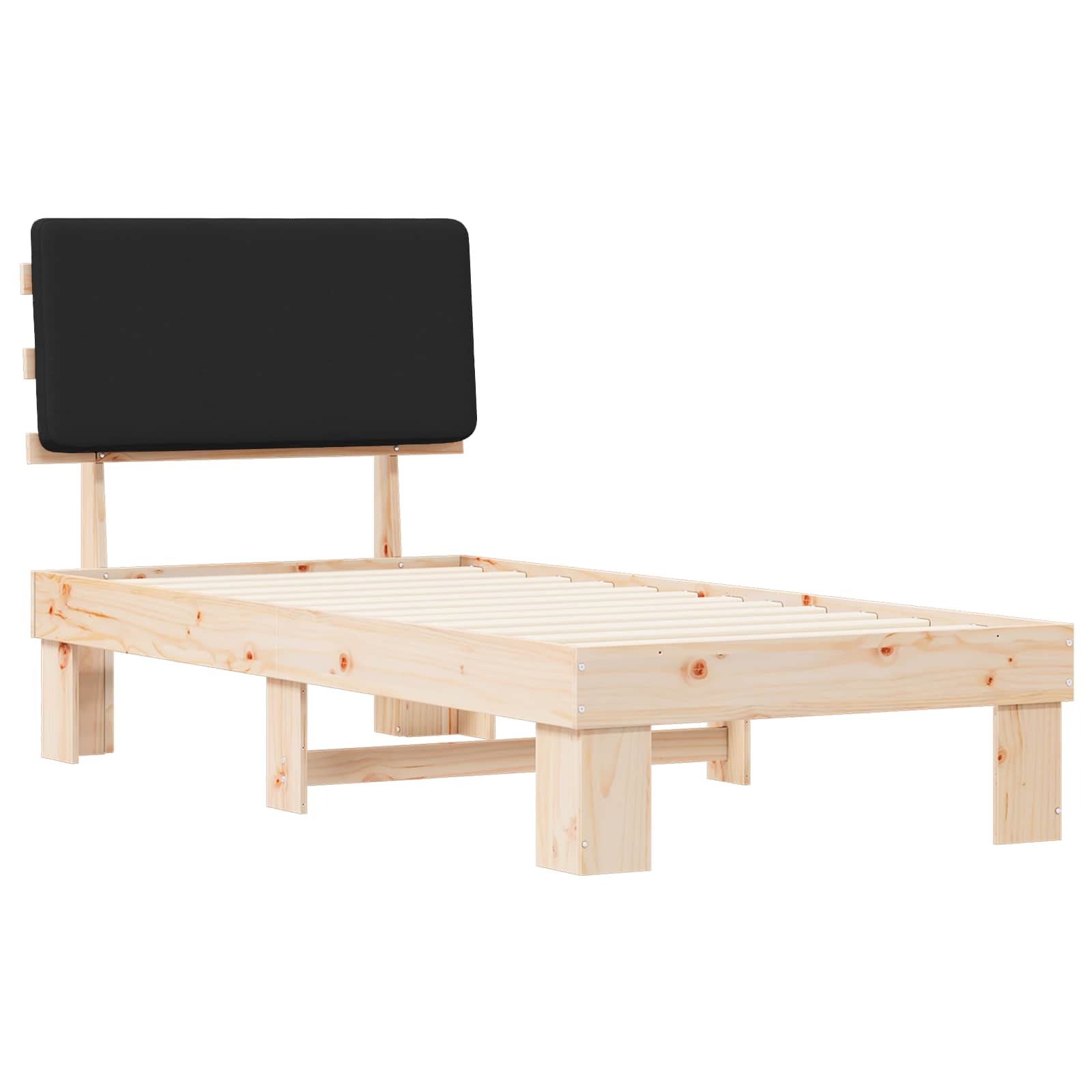 Estrutura de cama com cabeceira estofada preto 100 x 200 cm