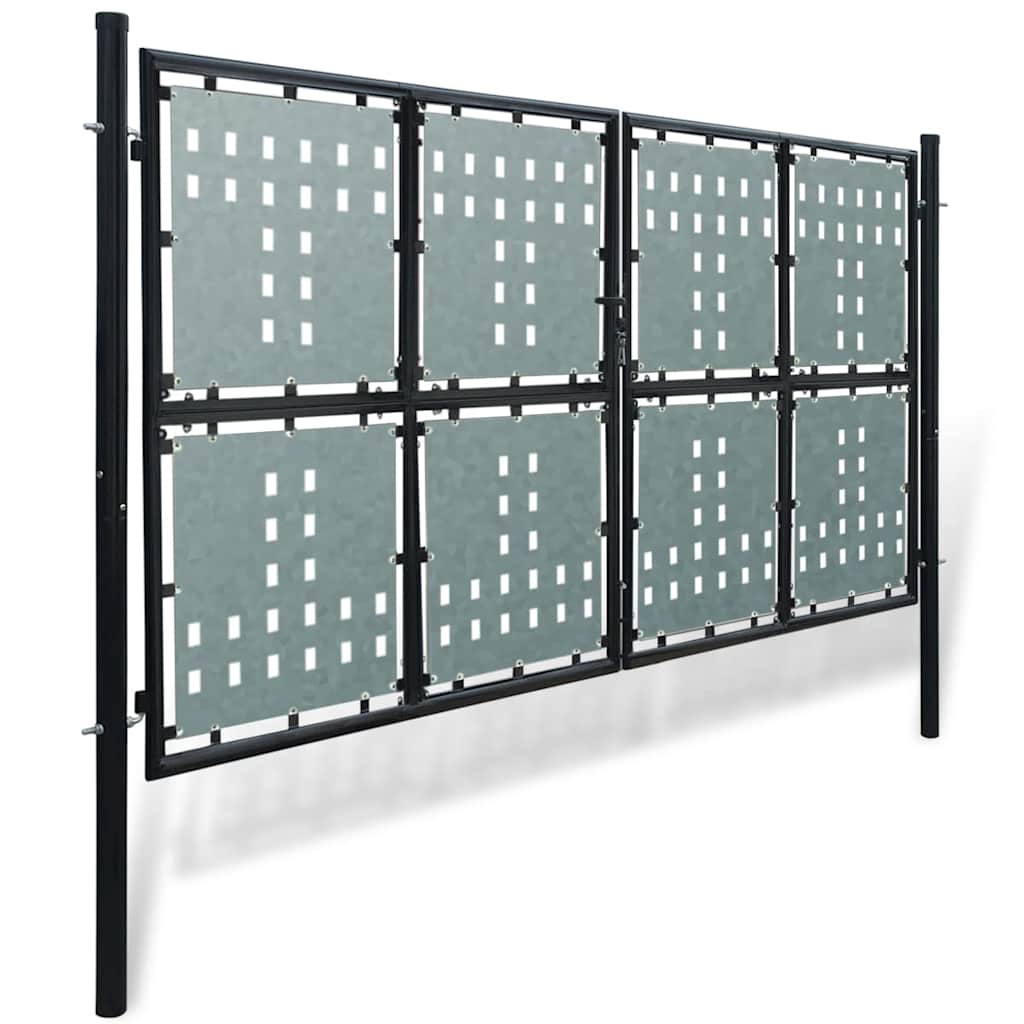 Portão de cerca de porta única preto 300x150 cm