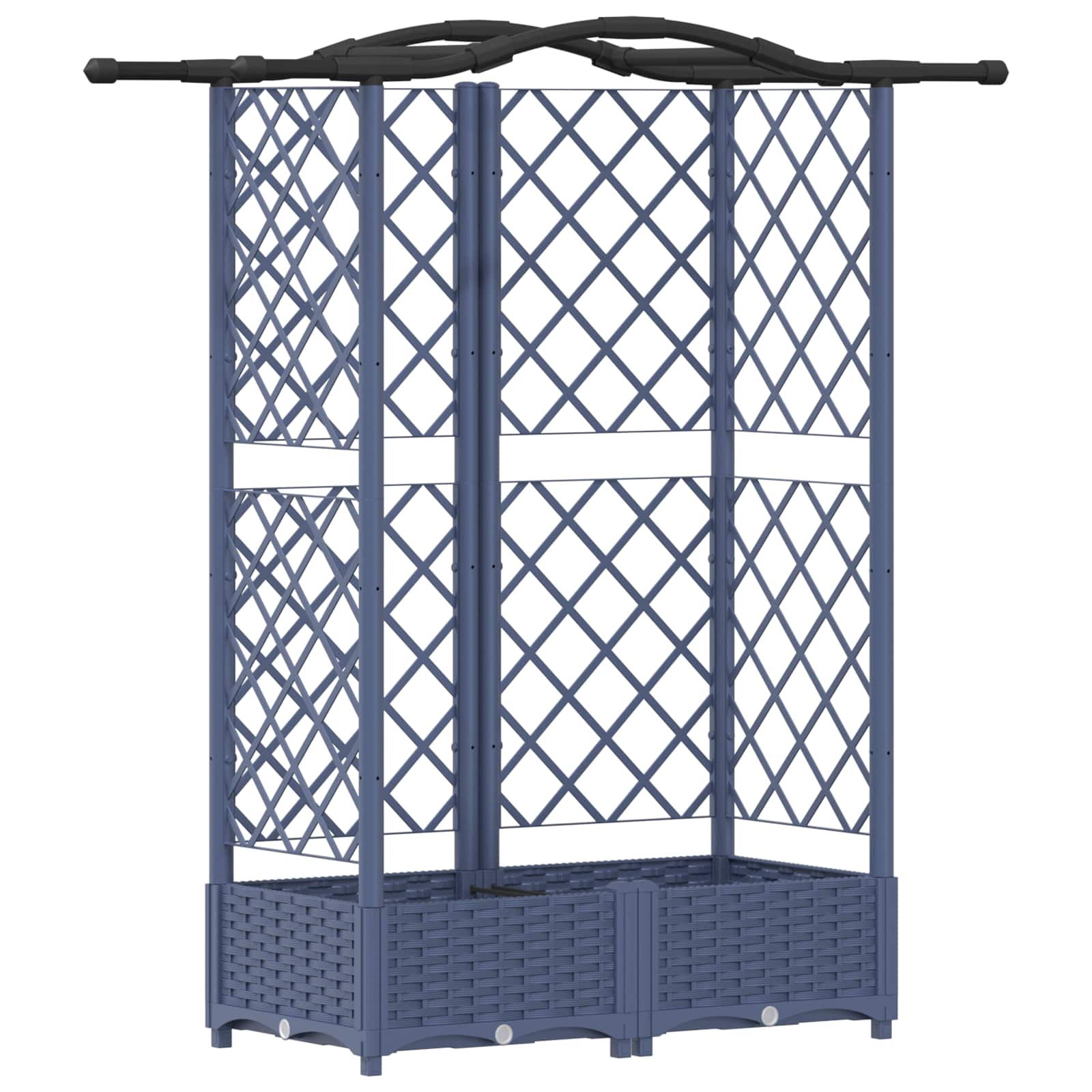 Cama elevada com treliça e telhado cinzento 124 x 40 x 123 cm