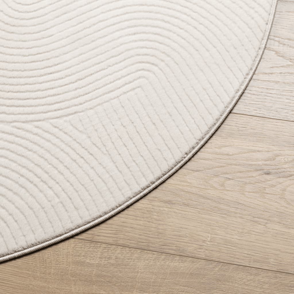 Tapete de pelo curto iza visual escandinavo ø 200 cm cor creme