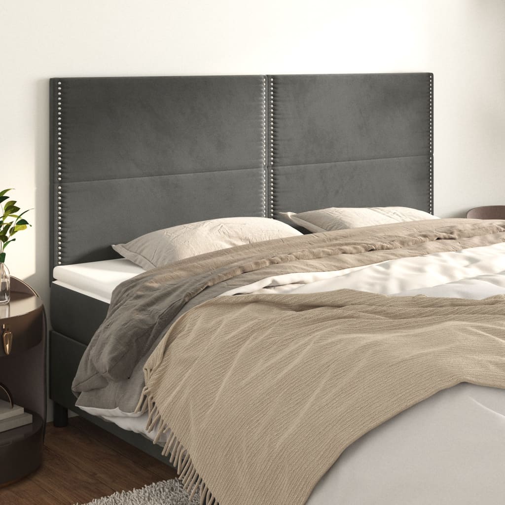 Cabeceira cinza escuro 160x5x118/128 cm veludo