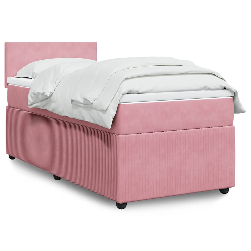 Cama com molas/colchão 90x200 cm veludo rosa