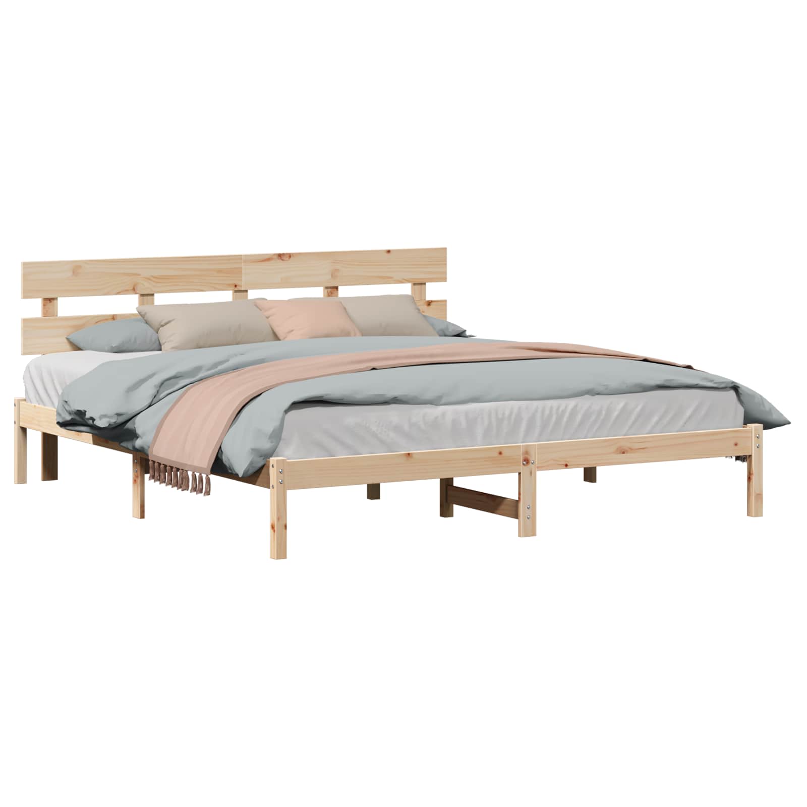 Estrutura da cama castanho 200 x 200 cm madeira de pinho maciça