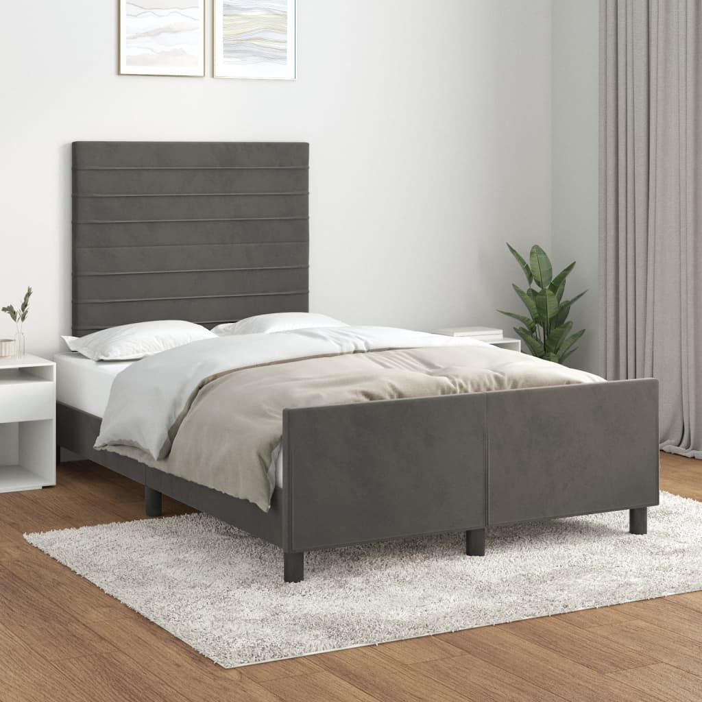 Estrutura de cama sem colchão 120x190 cm veludo cinza escuro