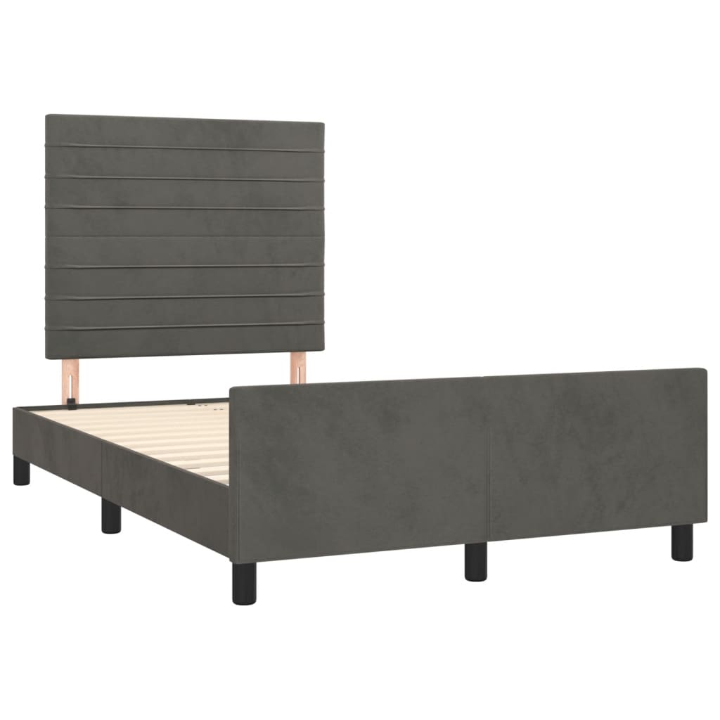 Estrutura de cama sem colchão 120x190 cm veludo cinza escuro