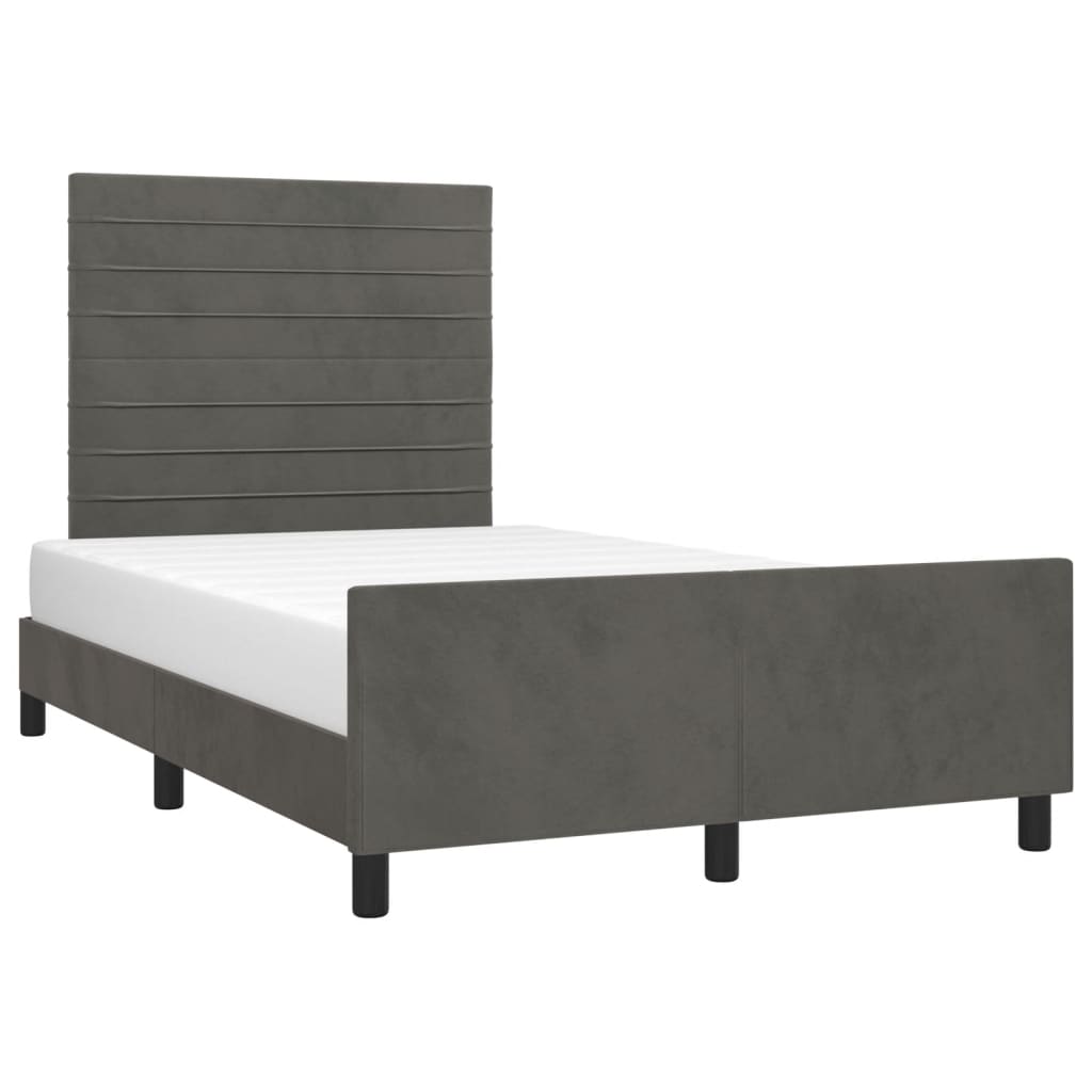 Estrutura de cama sem colchão 120x190 cm veludo cinza escuro