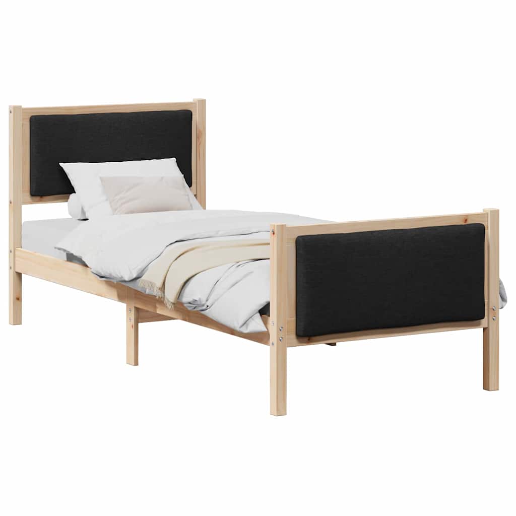 Estrutura da cama com cabeceira preto 80 x 200 cm tecido