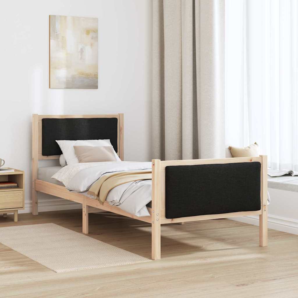 Estrutura da cama com cabeceira preto 80 x 200 cm tecido