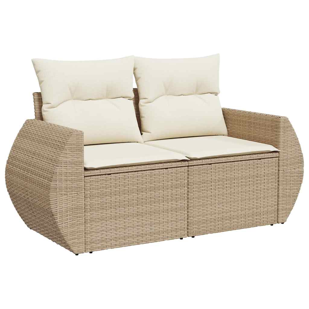 9 Pcs conjunto de sofás p/ jardim com almofadões vime PE bege