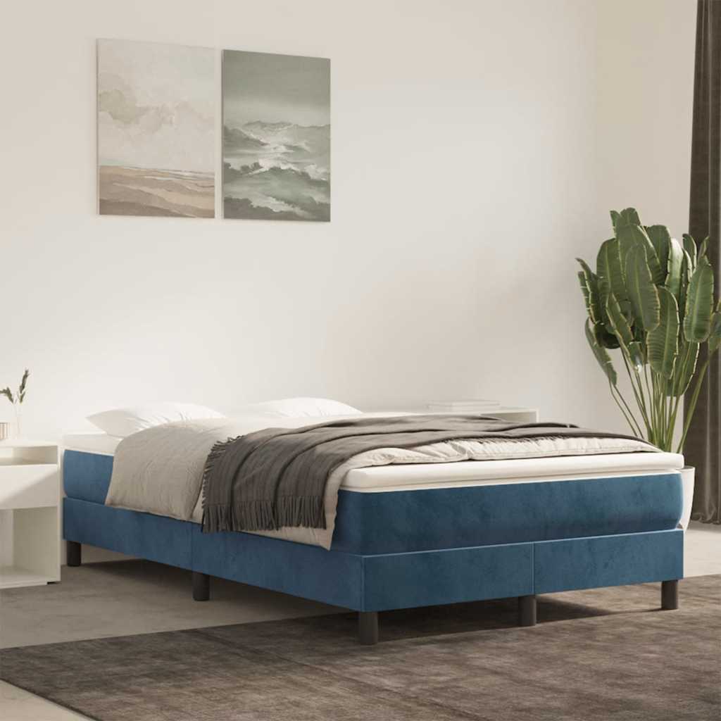 Colchão de molas ensacadas firmeza média 120x210x20 cm veludo azul-escuro