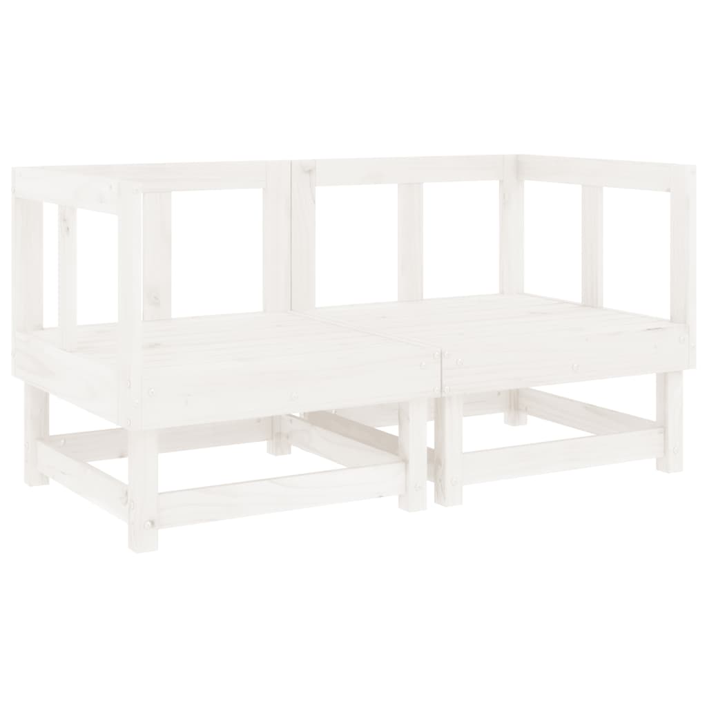 Sofás de canto para jardim 2 pcs madeira de pinho maciça branco