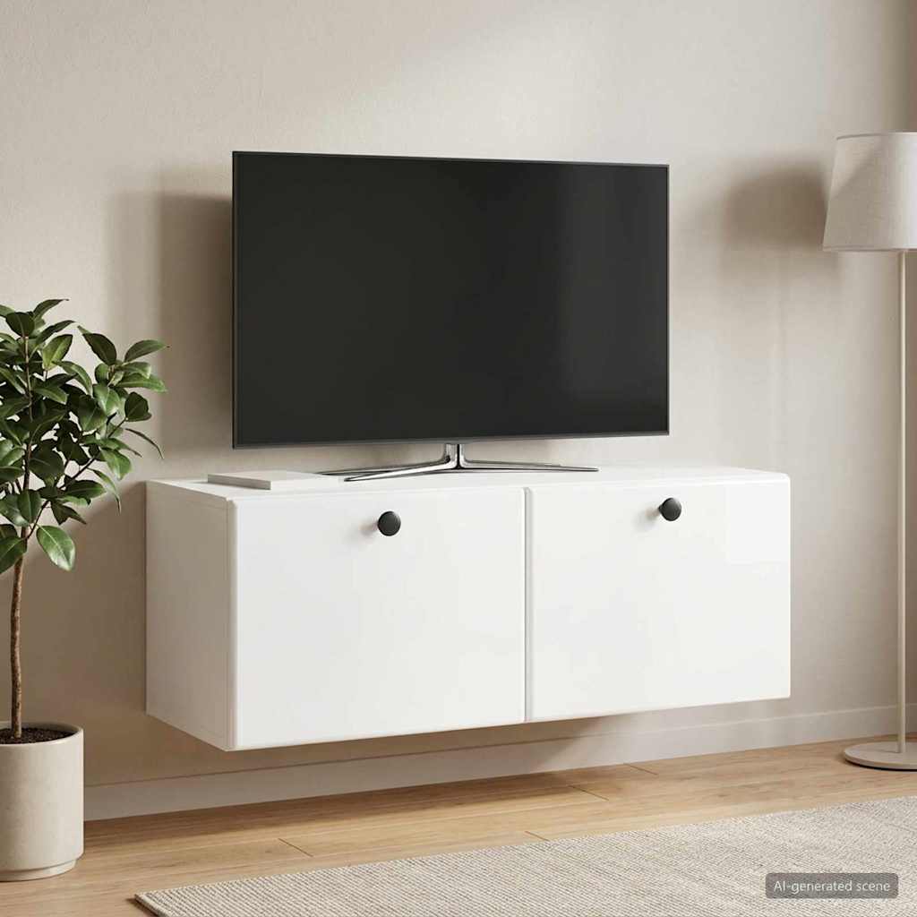 Gabinete de TV de parede 78,5 x 31 x 30 cm branco brilhante