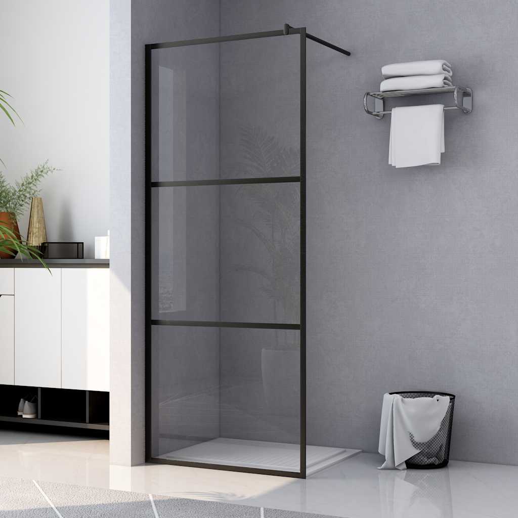 Divisória de chuveiro c/ vidro esg transparente 90x195 cm preto