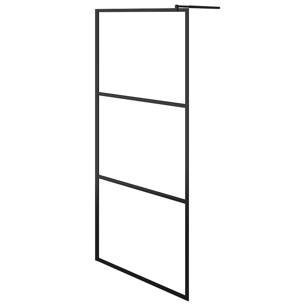 Divisória de chuveiro c/ vidro esg transparente 90x195 cm preto