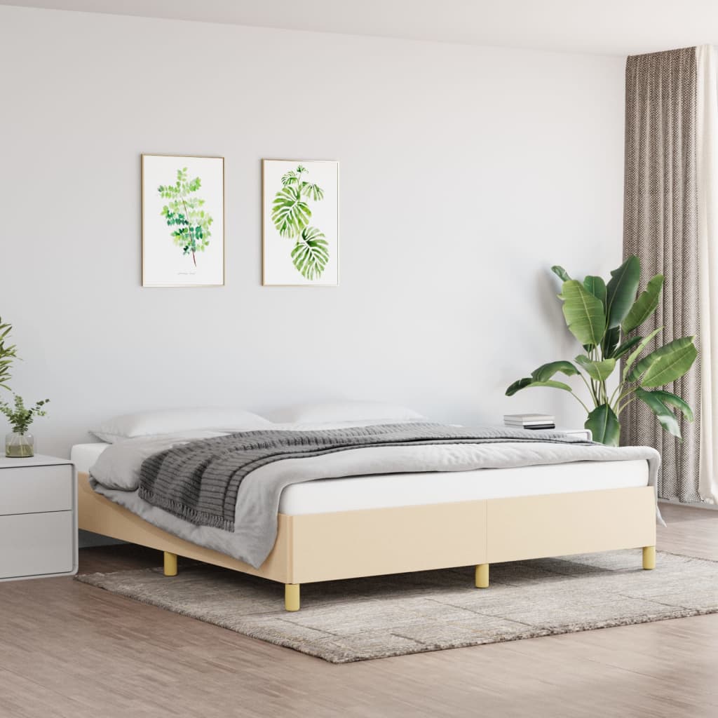 Estrutura de cama com molas 180x200 cm tecido cor creme