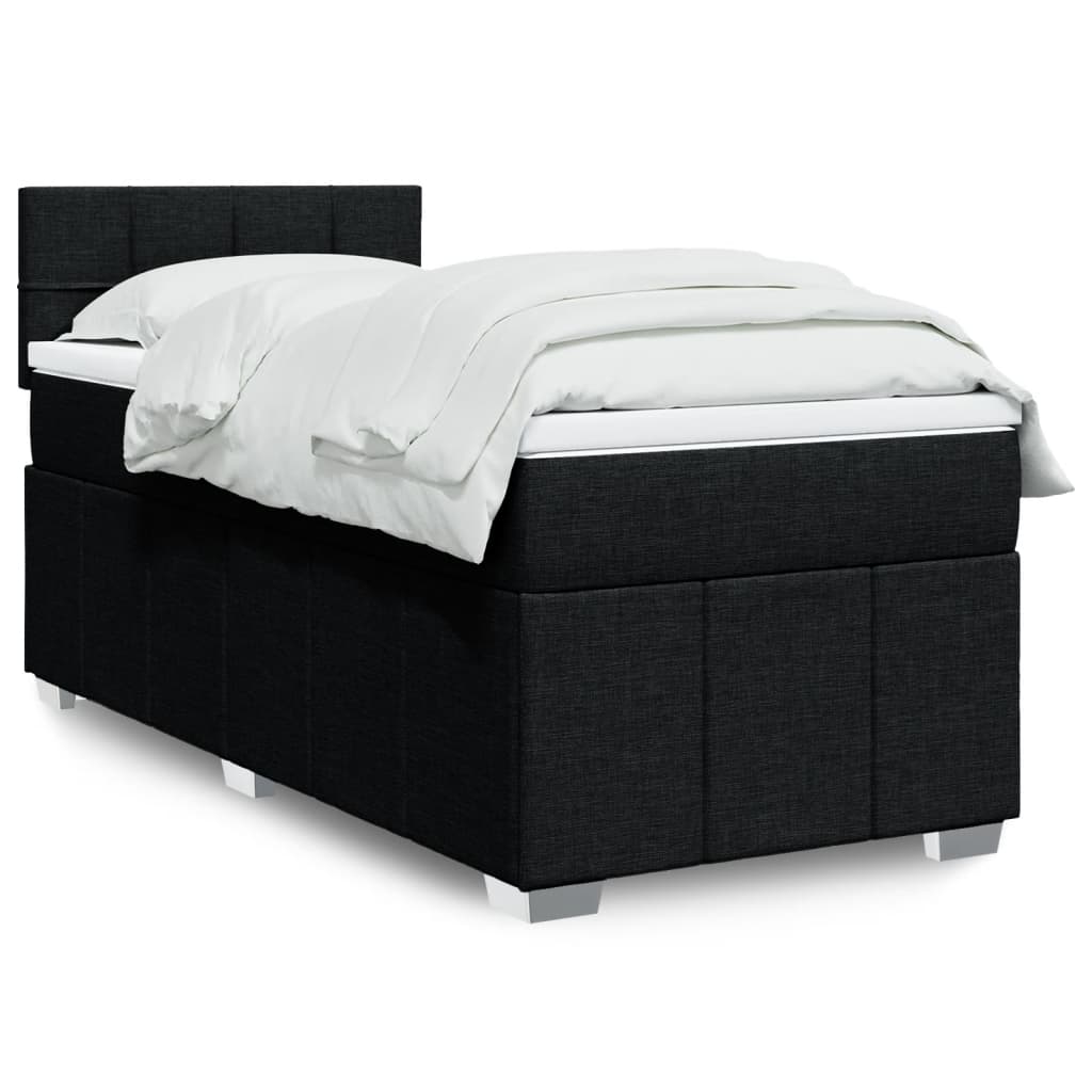 Cama com molas/colchão 90x200 cm tecido preto
