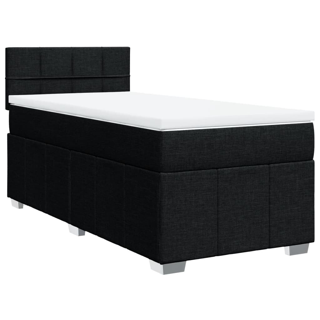 Cama com molas/colchão 90x200 cm tecido preto