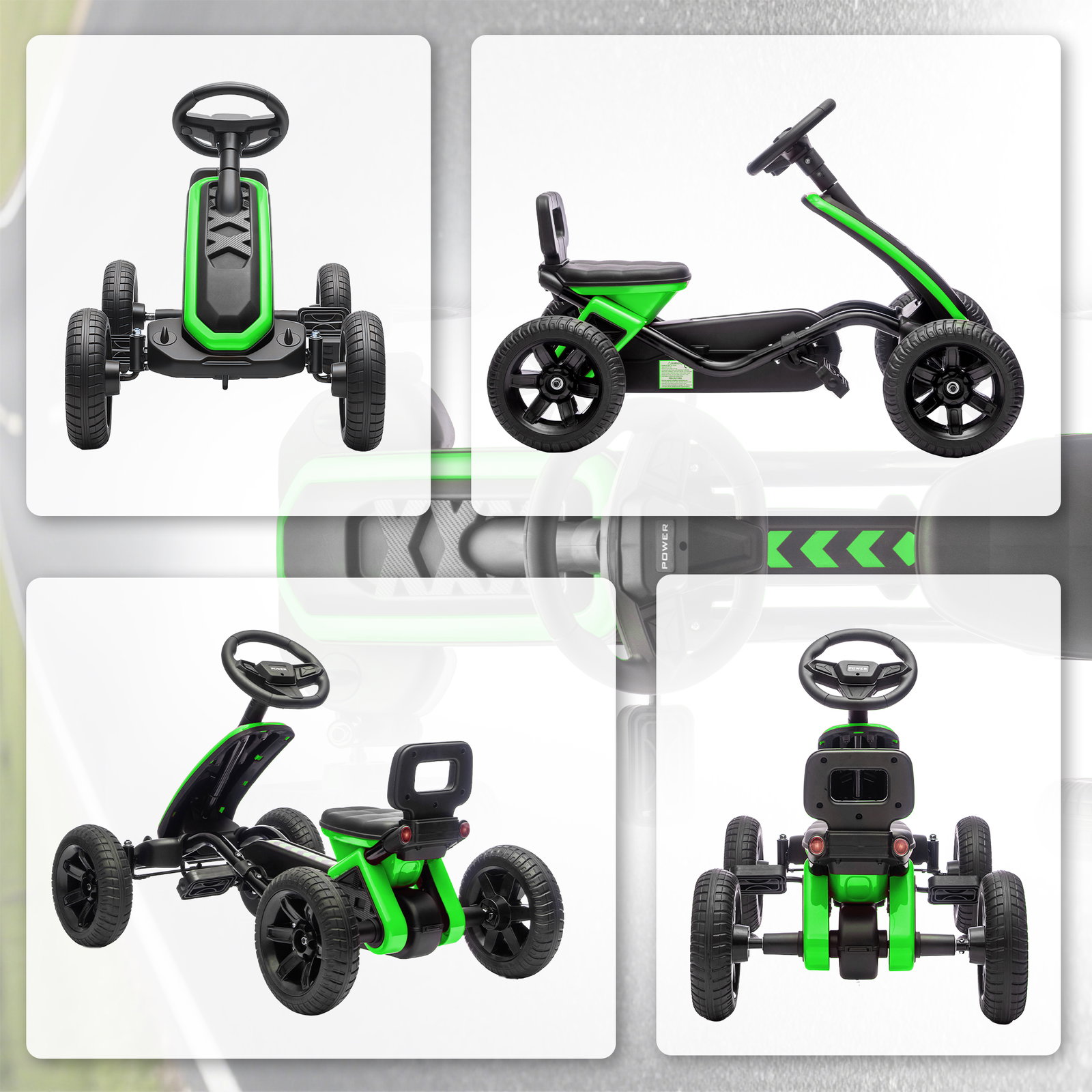 Kart pedais kart com rodas antiderrapantes de eva estrutura metálica carga 30 kg para crianças de 2-5 anos 85,5x49x57 cm verde