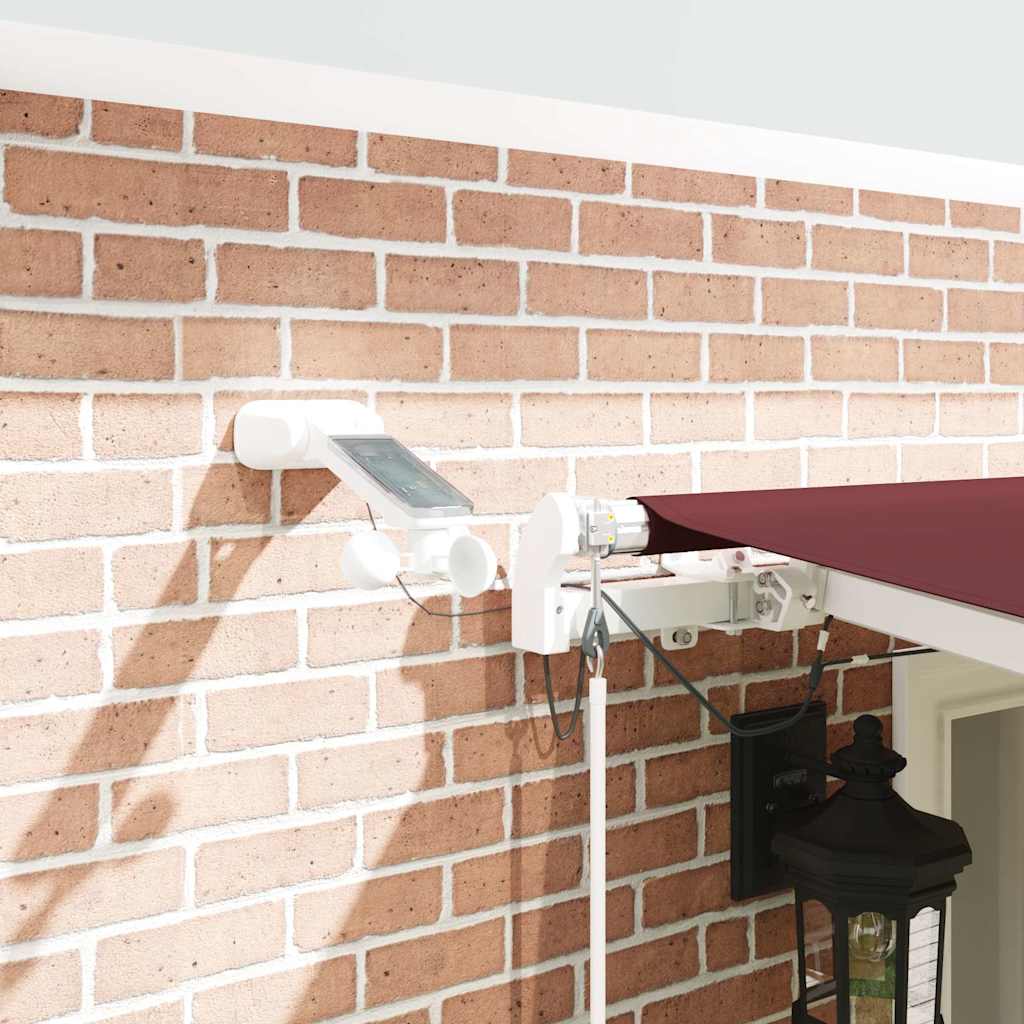 Toldo retrátil automático com luz LED 600x300 cm bordô