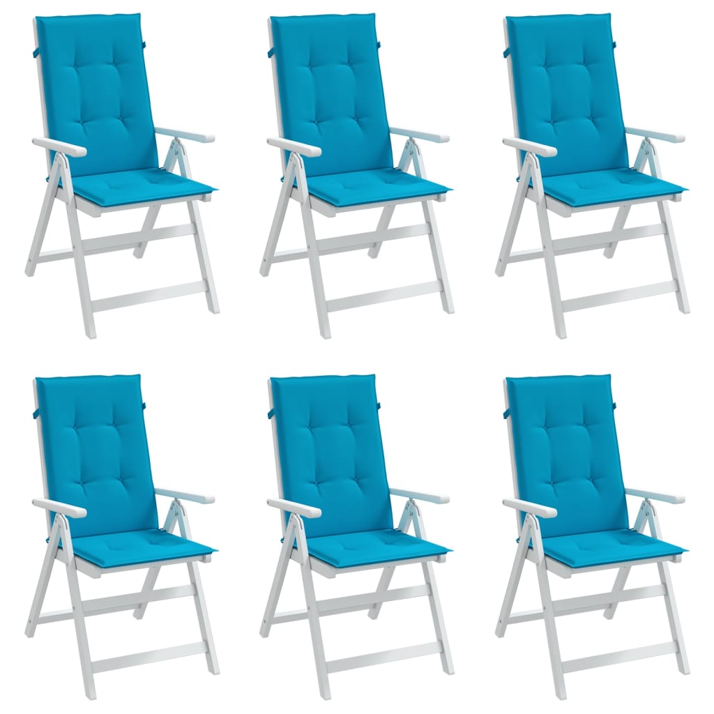 Almofadões para cadeiras altas de jardim 6 pcs tecido azul