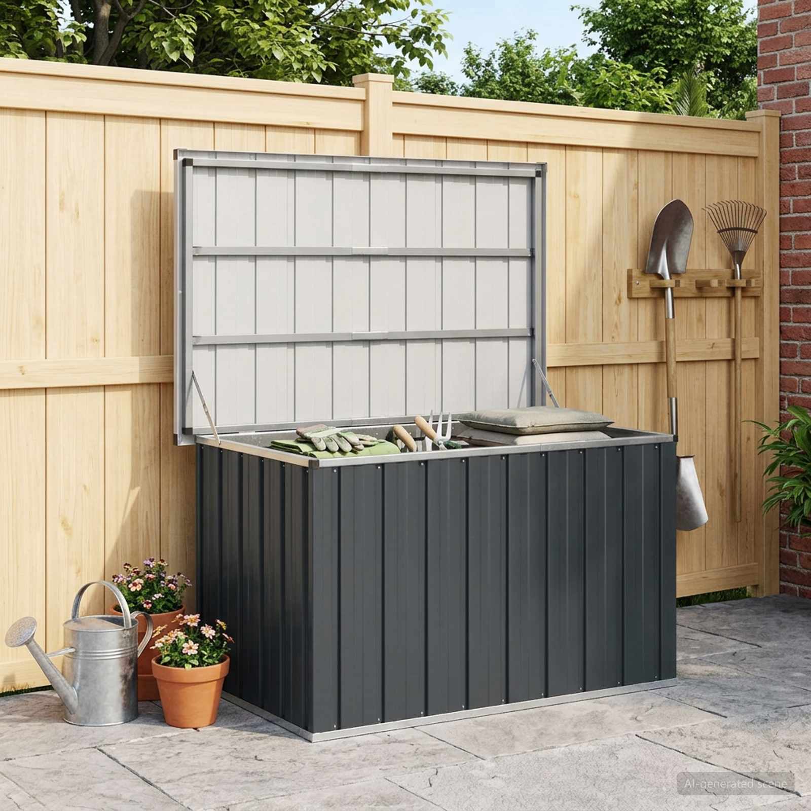 Caixa de arrumação para jardim 109x67x65 cm antracite