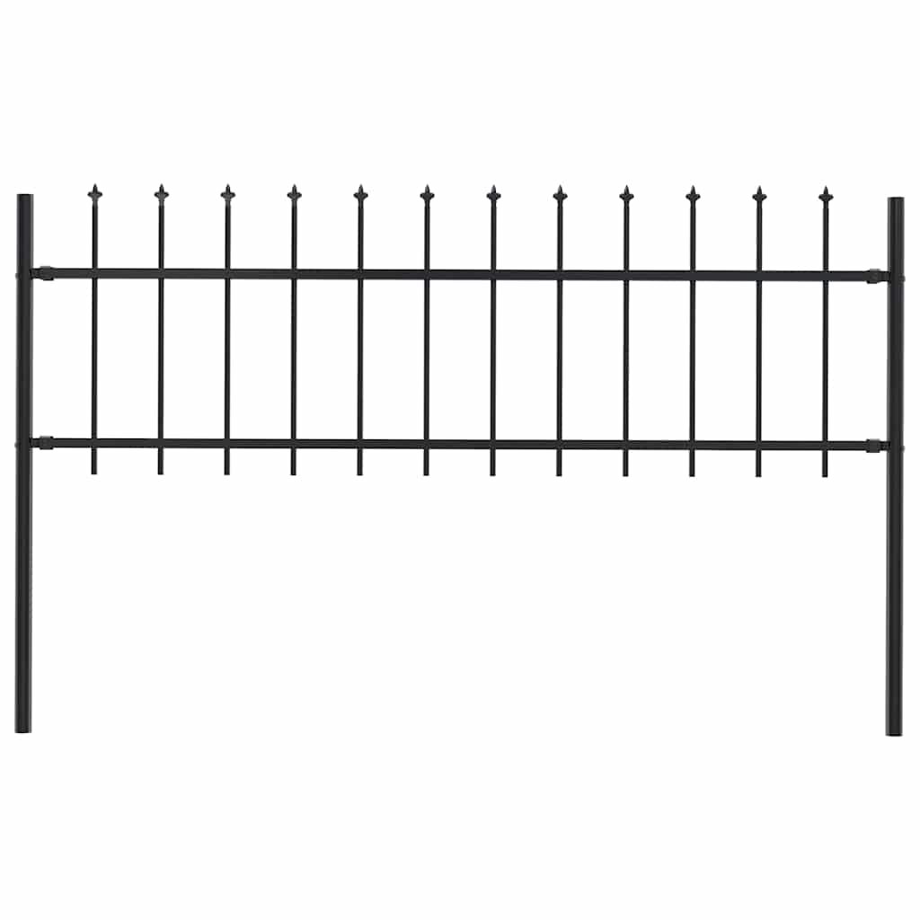 Cerca de jardim woerden com ponta em forma de lança, em aço, 170 x 60 cm, preto.