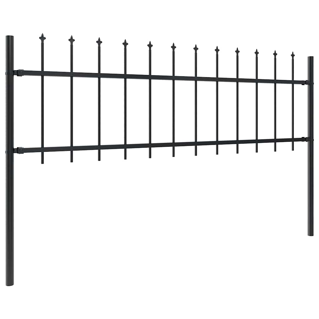 Cerca de jardim woerden com ponta em forma de lança, em aço, 170 x 60 cm, preto.