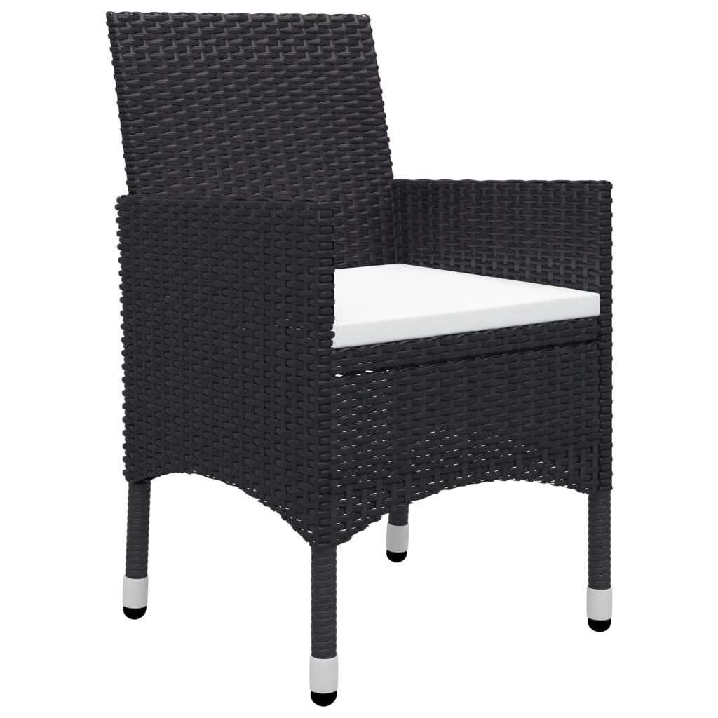 5 Pcs conjunto de jantar para jardim preto