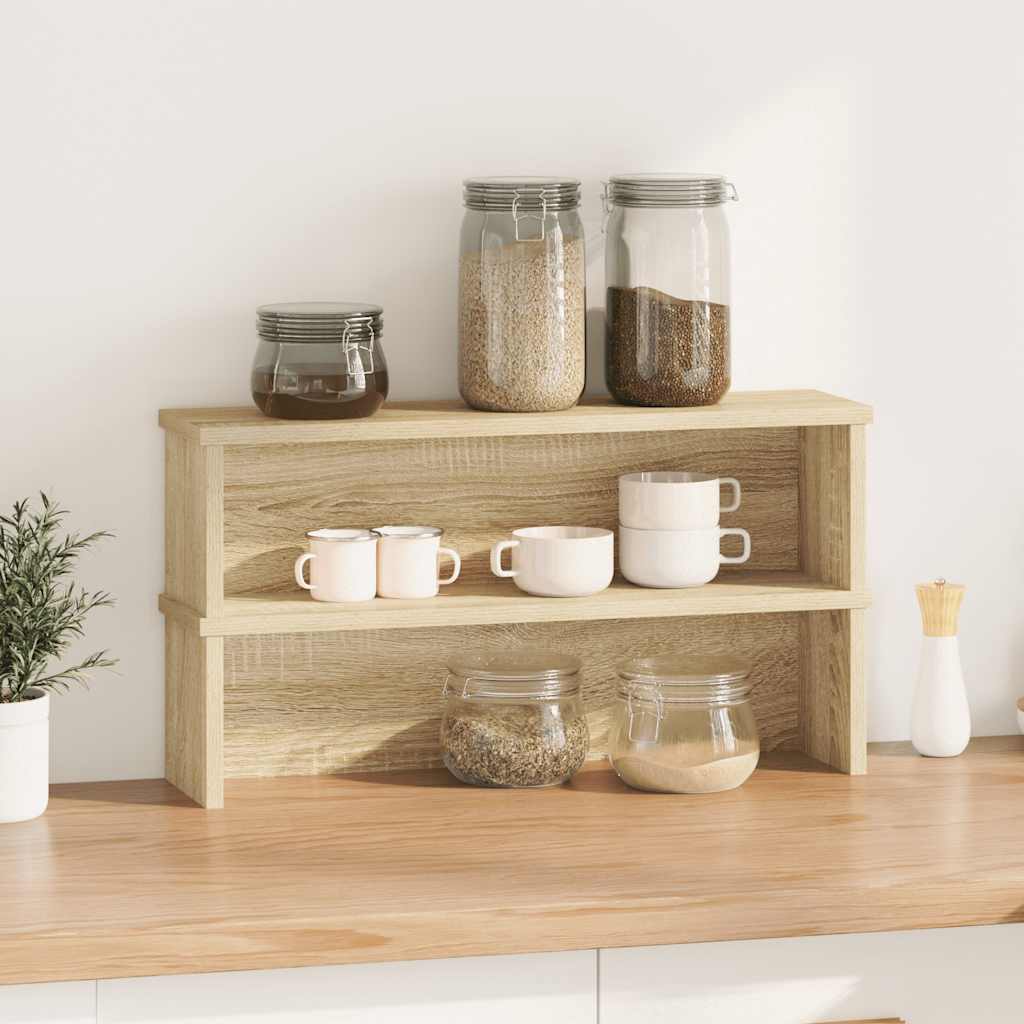 Racks de cozinha empilhável 2 pcs sonoma carvalho 50x15x16 cm