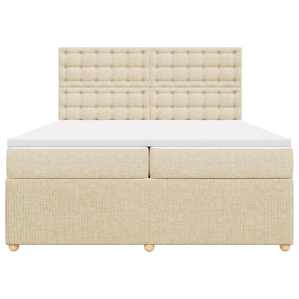 Cama com molas/colchão 200x200 cm tecido cor creme