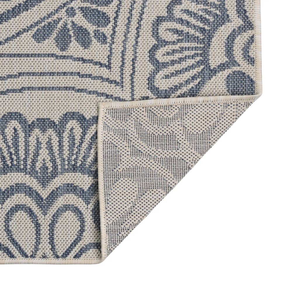 Tapete de tecido plano para exterior 120x170 cm padrão azul