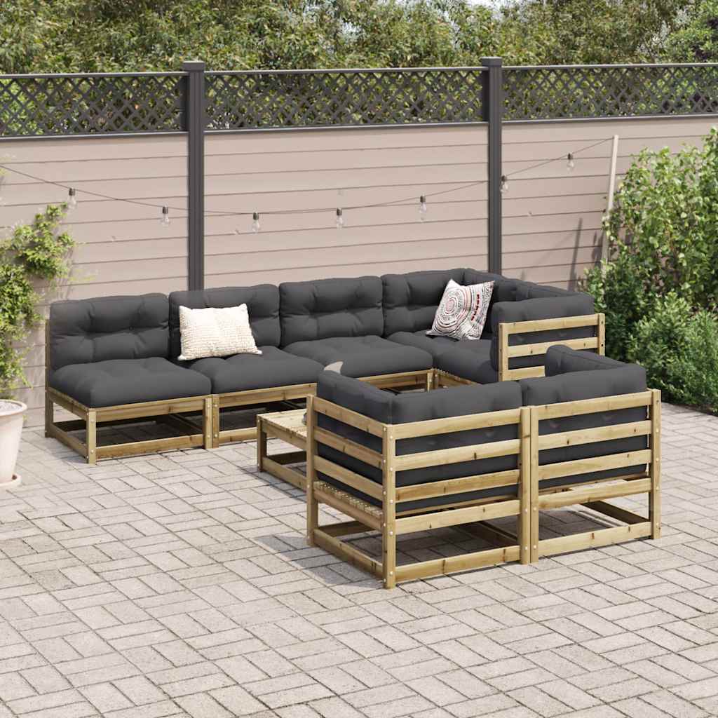 8 Pcs conjunto sofás de jardim madeira de pinho impregnada