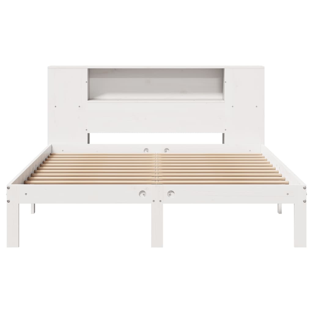 Cama com estante sem colchão 140x200 cm pinho maciço branco