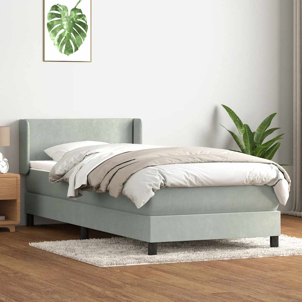 Cama com molas/colchão cinzento-claro 80x210 cm veludo