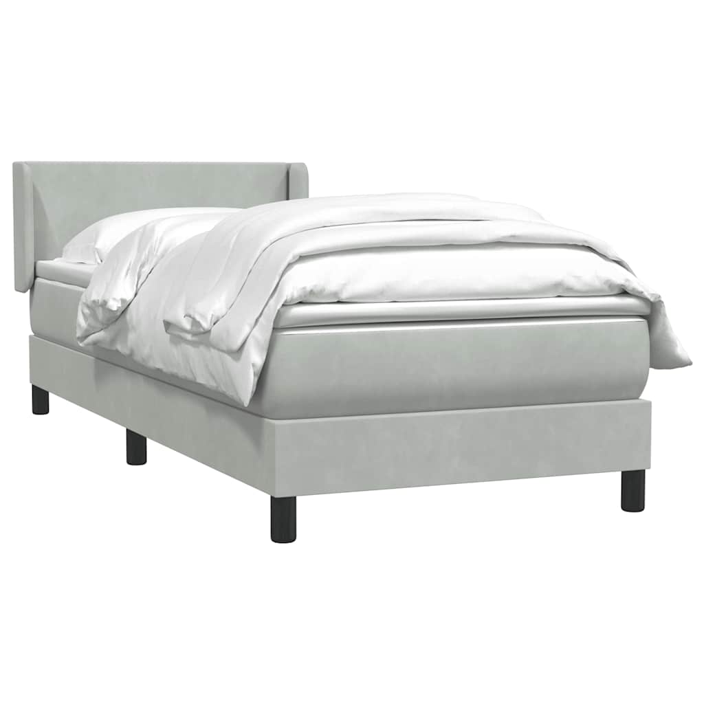 Cama com molas/colchão cinzento-claro 80x210 cm veludo